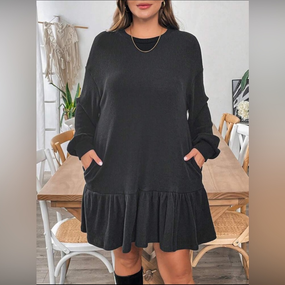SHEIN Curve Charcoal Knit Sweater Dress